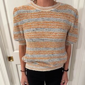 Striped Orange and Gray Women's Top